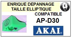 AKAI APD30 AP-D30 <bR>Pointe elliptique pour tourne-disques (<b>elliptical stylus</b>)<SMALL> 2017 AVRIL</small>