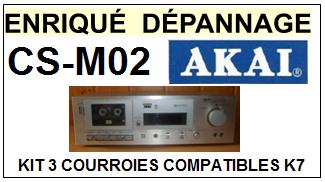 AKAI  CSM02  kit 3 courroies compatibles platine k7 AKAI  CS-M02