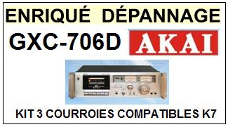 AKAI GXC706D GXC-706D kit 3 Courroies Compatibles Platine K7
