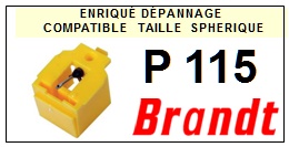 BRANDT P115  <br>Pointe sphrique pour tourne-disques (<B>sphrical stylus</b>)<SMALL> 2017 MAI</SMALL>