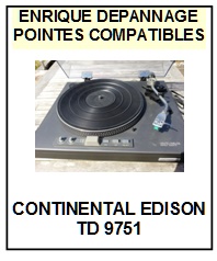 CONTINENTAL EDISON TD9751  <bR>Pointe elliptique pour tourne-disques (<b>elliptical stylus</b>)<SMALL> 2017-01</small>