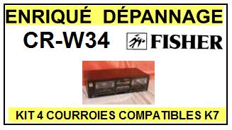 FISHER CRW34 CR-W34 kit 4 courroies compatibles platine k7