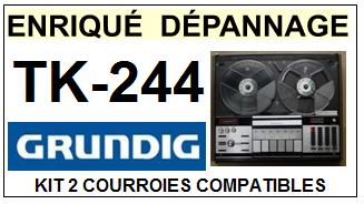 GRUNDIG  TK244  kit 2 courroies compatibles magnetophone GRUNDIG