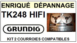 GRUNDIG TK248 HIFI  kit 2 Courroies Compatibles Magn�tophone