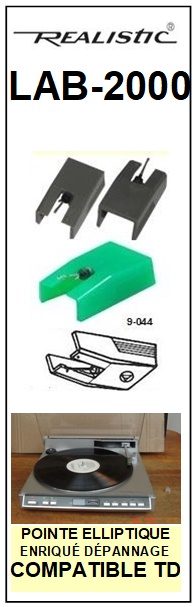 REALISTIC Platine  LAB2000    Pointe de lecture compatible diamant elliptique