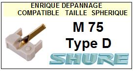 SHURE-M75 TYPE D-POINTES-DE-LECTURE-DIAMANTS-SAPHIRS-COMPATIBLES