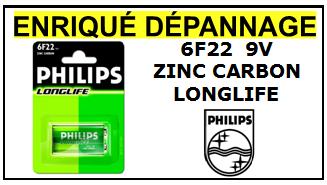 6F22 PHILIPS LONGLIFE 9V ZINC CARBON