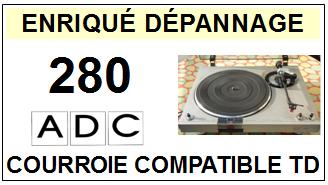 ADC 280  <br>Courroie plate d\'entrainement tourne-disques (<b>flat belt</b>)<small> 2018 AVRIL</small>