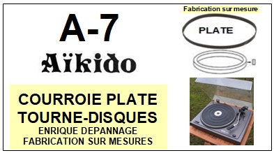 AIKIDO A7 A-7 <br>Courroie plate d'entrainement tourne-disques (<b>flat belt</b>)<small> 2017-01</small>