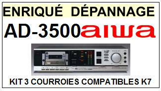 AIWA AD3500 AD-3500 kit 3 Courroies Platine K7 <br><small>a 2014-08</small>