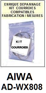 AIWA ADWX808 AD-WX808 <BR>kit 2 courroies pour platine k7 (<b>set belts</b>)<small> MARS-2017</small>