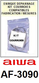 AIWA AF3090 AF-3090 <BR>kit 3 courroies pour platine k7 (<b>set belts</b>)<small> 2016-10</small>