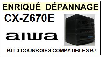 AIWA CXZ760E CX-Z760E kit 3 Courroies Compatibles Platine K7