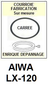 AIWA LX120 LX-120 (courroie compteur) <BR>courroie d'entrainement tourne-disques (<b>square belt</b>)<small> 2017-AVRIL</small>