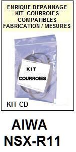 AIWA NSXR11 NSX-R11 <BR>kit 2 Courroies pour platine cd (<b>set belts</b>)<small> 2017-01</small>