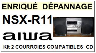 AIWA NSXR11 NSX-R11 <BR>kit 2 Courroies pour platine cd (<b>set belts</b>)<small> 2017-01</small>