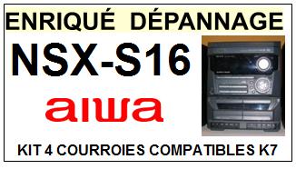 AIWA <br>Platine NSXS16 NSX-S16 kit 4 Courroies K7 (belts) <br><small>a 2014-11</small>