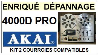 AKAI 4000D PRO  <br>kit 2 courroies pour magntophone (<b>set belts</b>)<small> 2017 SEPTEMBRE</small>