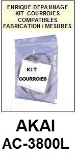 AKAI AC3800L AC-3800L <BR>kit 4 courroies pour platine k7 (<b>set belts</b>)<small> 2017 AOUT</small>