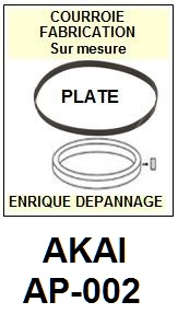 AKAI AP002 AP-002 <br>Courroie plate d'entrainement tourne-disques (<b>flat belt</b>)<small> 2017 MAI</small>