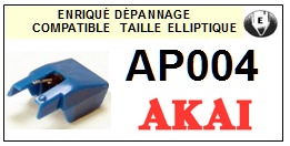 AKAI AP004 AP-004 <bR>Pointe elliptique pour tourne-disques (<b>elliptical stylus</b>)<SMALL> 2016-11</small>