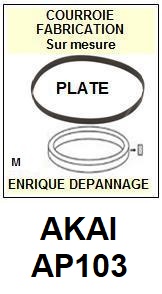 AKAI<br> AP103 AP-103 courroie (flat belt) pour tourne-disques <BR><small>sce 2015-02</small>