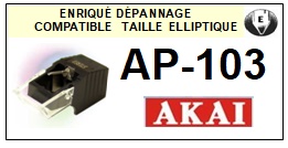 AKAI AP103 AP-103 <bR>Pointe elliptique pour tourne-disques (<b>elliptical stylus</b>)<SMALL> 2017 AOUT</small>