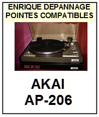 AKAI AP206 AP-206 <bR>Pointe elliptique pour tourne-disques (<b>elliptical stylus</b>)<SMALL> 2017-02</small>