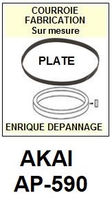 AKAI AP590 AP-590 <br>Courroie plate d'entrainement tourne-disques (<b>flat belt</b>)<small> 2017 AOUT</small>