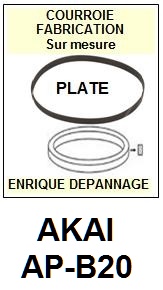 AKAI APB20 AP-B20 <br>Courroie plate d'entrainement tourne-disques (<b>flat belt</b>)<small> mars-2017</small>