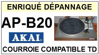 AKAI APB20 AP-B20 <br>Courroie plate d'entrainement tourne-disques (<b>flat belt</b>)<small> mars-2017</small>