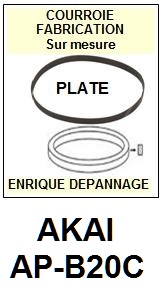 AKAI APB20C AP-B20C <br>Courroie plate d'entrainement tourne-disques (<b>flat belt</b>)<small> mars-2017</small>