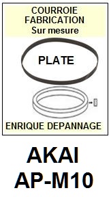 AKAI APM10 AP-M10 <br>Courroie plate d'entrainement tourne-disques (<b>flat belt</b>)<small> 2017 JUIN</small>