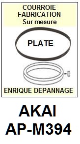 AKAI APM394 AP-M394 <br>Courroie plate d'entrainement tourne-disques (<b>flat belt</b>)<small> 2017 JUIN</small>