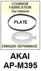 AKAI APM395 AP-M395 <br>Courroie plate d'entrainement tourne-disques (<b>flat belt</b>)<small> mars-2017</small>