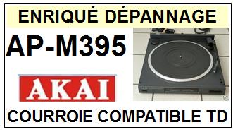 AKAI APM395 AP-M395 <br>Courroie plate d'entrainement tourne-disques (<b>flat belt</b>)<small> mars-2017</small>