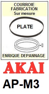 AKAI APM3 AP-M3<br> courroie plate d\'entrainement tourne-disques (<b>flat belt</b>)<small> 2016-02</small>