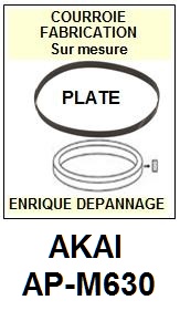 AKAI APM630 AP-M630 <br>Courroie plate d'entrainement tourne-disques (<b>flat belt</b>)<small> fvrier-2017</small>