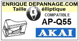 AKAI APQ55 AP-Q55 <BR>Pointe elliptique pour tourne-disques (<b>elleptical stylus</b>)<small> 2016-01</small>