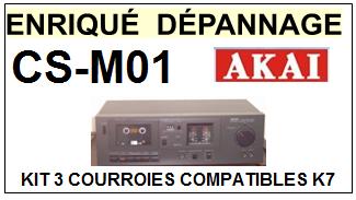 AKAI CSM01 CS-M01 <br>kit 3 courroies pour platine K7 (set belts)<small> 2015-10</small>