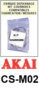 AKAI<br> CSM02 CS-M02 kit 3 courroies (set belts) pour platine K7 <br><small>a 2015-05</small>