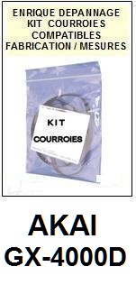 AKAI GX4000D GX-4000D <br>kit 2 courroies pour magntophone (<b>set belts</b>)<small> mars-2017</small>