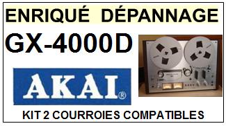 AKAI GX4000D GX-4000D <br>kit 2 courroies pour magntophone (<b>set belts</b>)<small> mars-2017</small>