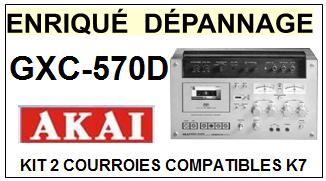 AKAI GXC570D GXC-570D <BR>kit 2 courroies pour platine k7 (<b>set belts</b>)<small> 2017 MAI</small>