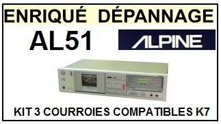 ALPINE  AL51  AL-51  kit 3 Courroies Compatibles Platine K7