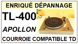 APOLLON TL400 TL-400 <br>Courroie plate d'entrainement tourne-disques (<b>flat belt</b>)<small> 2018 MARS</small>