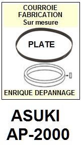 ASUKI AP2000 AP-2000 <br>Courroie plate d'entrainement tourne-disques (<b>flat belt</b>)<small> mars-2017</small>