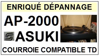 ASUKI AP2000 AP-2000 <br>Courroie plate d'entrainement tourne-disques (<b>flat belt</b>)<small> mars-2017</small>