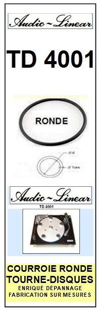 AUDIO LINEAR TD4001 <br>courroie torique d entrainement tourne-disques (<b>round belt</b>)<small> 2016-01</small>