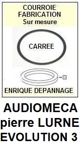 AUDIOMECA EVOLUTION 3 pierre LURNE <br>Courroie pour lecteur CD (<b>Cd player square belt</b>)<small> 2017 SEPTEMBRE</small>